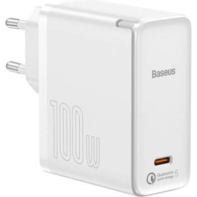 Baseus GaN 2 Fast Charger 1C 100W (TZCCGAN-L02) - захранване за ел. мрежа за лаптопи, смартфони и таблети с USB-C изход и технология за бързо зареждане и USB-C кабел (бя