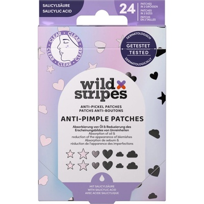 Wild Stripes Hydrokoloidní náplasti na akné s kyselinou salicylovou Holo Clear 24 ks