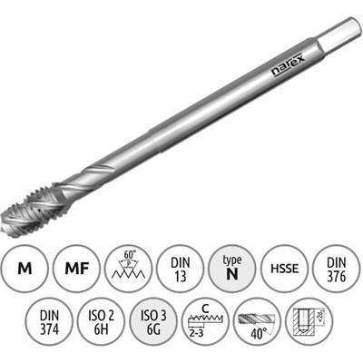 Narex Ždánice 041531318120000 - Závitník strojní M12,0x1,75mm typ 3044 kód 4050, lícování ISO 2 (6H), DIN 376