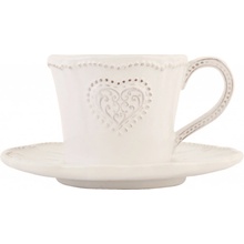 Clay Keramický šálek s podšálkem se srdíčkem Heart 12*9*7 cm Ø 15*2 cm 220 ml