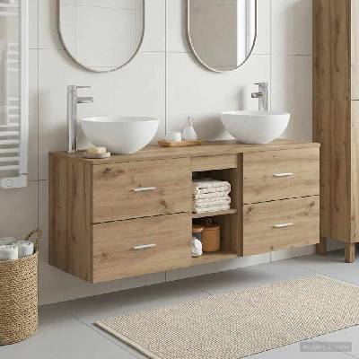 vidaXL Комплект шкафове за баня 3 бр. Дъб артизан 49, 5 x 41 x 64, 5 см (3405810)