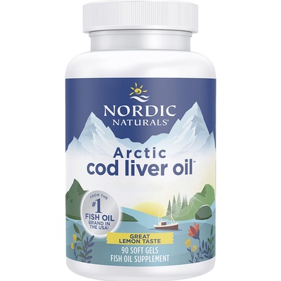 Nordic Naturals Arctic Cod Liver Oil, Olej z tresčích jater, Citrón, 90 softgelových kapslí