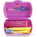 Curaprox Travel Set zubná kefka + CPS medzizubné kefky 2 ks + zubná pasta 10 ml darčeková sada, ružový