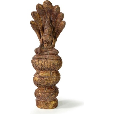 Sanu Babu Narozeninový Buddha, sobota, teak, hnědá patina, 26cm