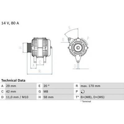 BOSCH Alternátor BO 0986081000