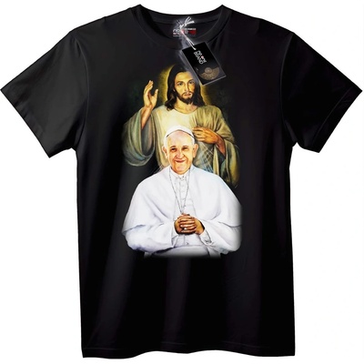 NOONEBRAND Религиозна Тениска Исус и Папата - 2XL, Black