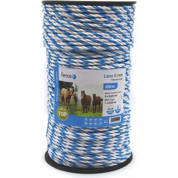 fencee lano pro elektrický ohradník, průměr 6 mm, modro-bílé