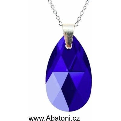 Swarovski Elements Stříbrný náhrdelník visací modrá slza, kapka 34252.3 Majestic Blue