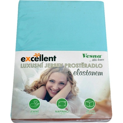 Vesna Prostěradlo jersey Excellent s elastanem tyrkysové 160x200