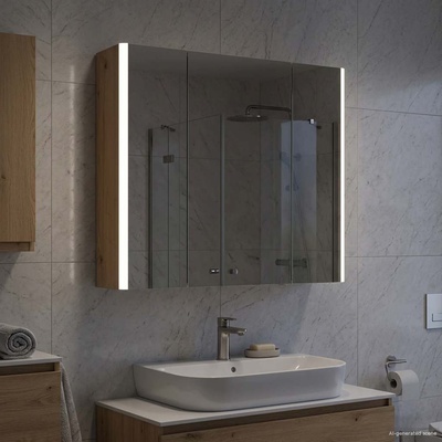 vidaXL Шкаф с огледало за баня Дъб Артизан 63, 5 x 15, 5 x 60, 5 см (889254)