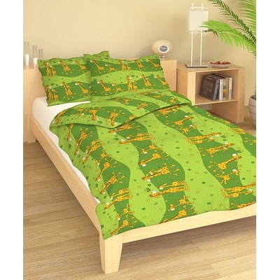 TiaHome obliečky Žirafky zelené 130x90 cm 65x45 cm