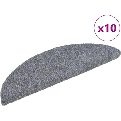 vidaXL Самозалепващи стелки за стъпала, 10 бр, светлосиви, 56x17x3 см