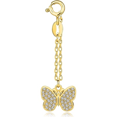 Šperky eshop Přívěsek ze stříbra zlatá motýl s čirými zirkony G06.28