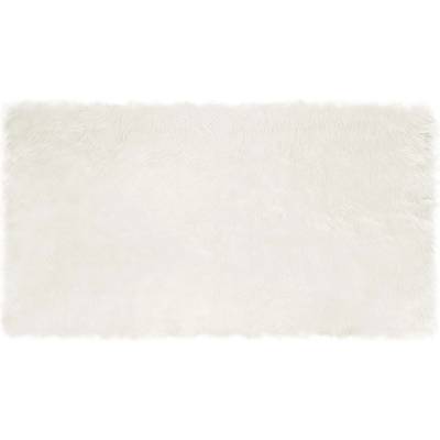 Pure Line Home Пътека tafalla с дълъг косъм, имитация на вълна, с анти-слип основа, Бяла