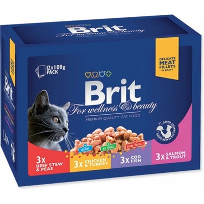 Brit Premium Cat Family Platé kuře hovězí losos krůta 12 x 100 g
