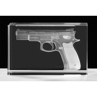 Křišťálové sklo 3D pistole kvádr 5 cm – Zbozi.Blesk.cz