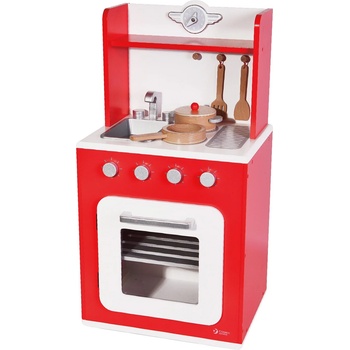 Classic World Дървена кухня за игра - червена (cw5033)