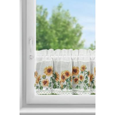 Takoy Záclonka HELIA z etamínu zdobená květinovým potiskem a krajkou 150 x 30 cm-HF-431705 | 150 x 30 cm