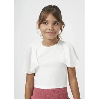 Image 1 of MAYORAL Комбинирана тениска рипс в мръсно бяло за момиче Mayoral с тюлени ръкави