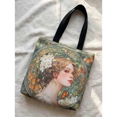 Hanyzka Ručně šitá taška přes rameno se zipem Alfons Mucha 2
