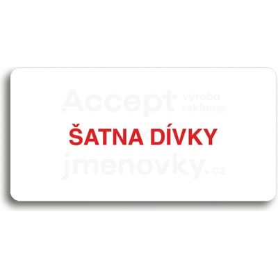 ACCEPT Piktogram ŠATNA DÍVKY - bílá tabulka - barevný tisk bez rámečku