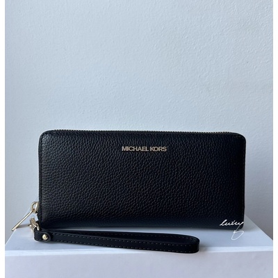 Michael Kors Jet set travel large continental kožená dámská peněženka černá se zlatým