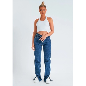 Image 1 of Missy Empire Дънки Missy Empire Denim Straight Leg Split Detail Jeans - Blue