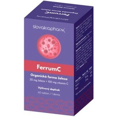 Slovakiapharm FerrumC železo 20 mg + vitamín C 100 mg 60 tabliet