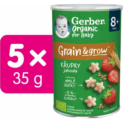 GERBER Organic chrumky jahodové 5× 35 g