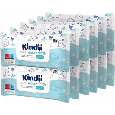Kindii Pure Water Vlhčené ubrousky 12 x 60 ks