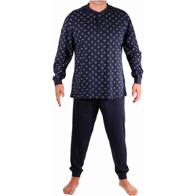 H&F Hopefine Jaroslav pánské pyžamo s náplety W-046C tmavě modrá