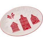 Dakls Бяла керамична чиния с коледен мотив за сервиране Christmas cottage - Dakls (UHU130)