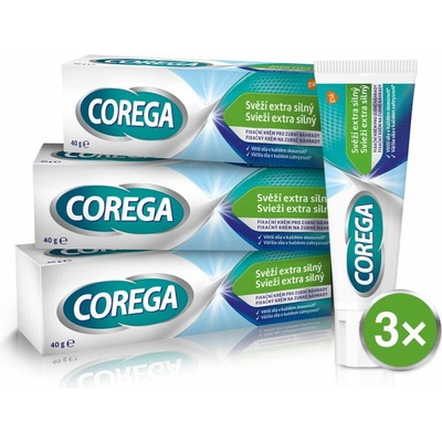 Corega fixačný krém na zubnú protézu Fresh extra hustý 3 x 40 g