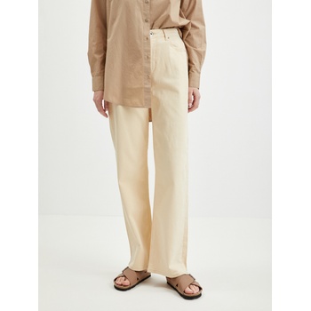 Pieces Кремави дамски дънки с широки крачоли Pieces Holly Pieces | Byal | ЖЕНИ | 27/30