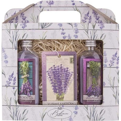 Bohemia Gifts & Cosmetics Levandula gel 100 ml + kúpeľ 100 ml a vonná karta kometická sada