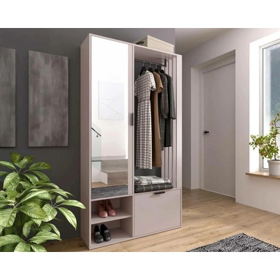 MILO UNI J 100x189 béžový Předsíňová stěna se zrcadlem