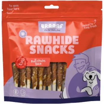 Braaaf Roll Duck Sticks - Кучешко лакомство, солети от телешка кожа с патешко месо, 300 грама