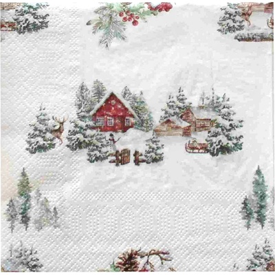 Toro ubrousky vánoční ZIMNÍ KRAJINA 3V 33x33cm