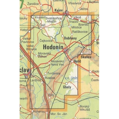 KČT 91 Slovácko - Hodonínsko nástěnná turistická mapa 60 x 90 cm Varianta: mapa v dřevěném rámu, Provedení: Ticiago šedý