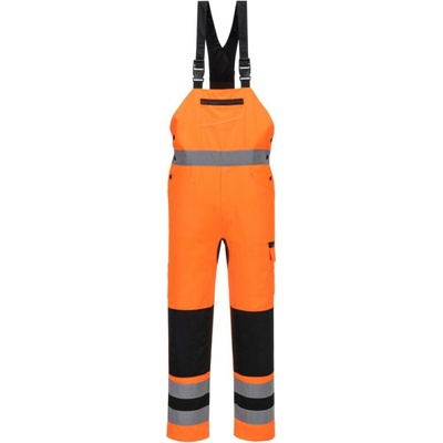 PortWest HI-VIS WX2 CD852 ECO reflexní kalhoty s laclem HV oranožvo-černá