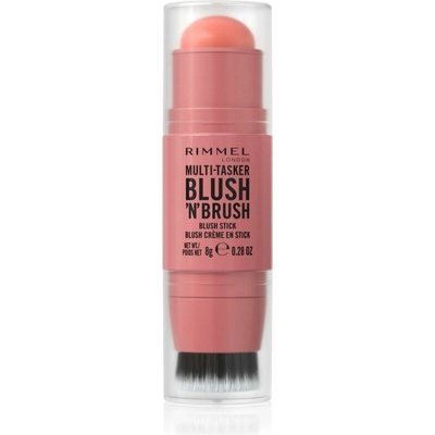 Rimmel Multi-Tasker Blush'N'brush tvářenka v tyčince se štětcem 100 Cotton Candy 8 g