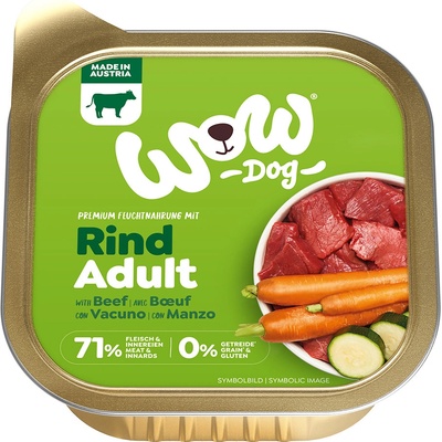 WOW Adult Dog Hovězí s karotkou 150 g