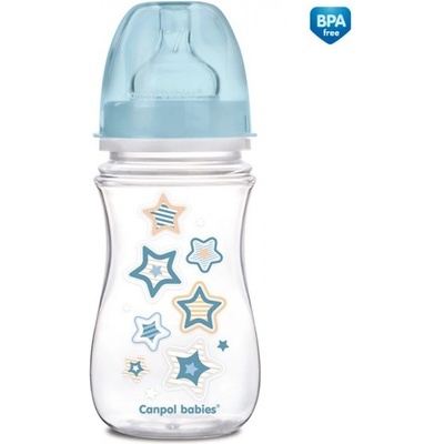 Canpol babies fľaša so širokým hrdlom Newborn baby 240ml + 120ml modrá