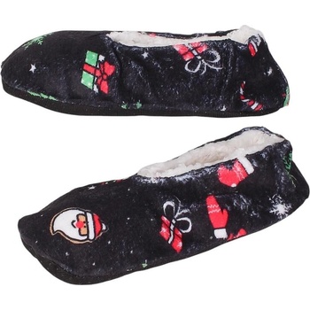 Дамски коледни пантофи-балеринки в черно