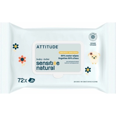 Attitude Vlhčené obrúsky pre citlivú a atopickú pokožku bez vône 72 ks