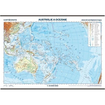 Austrália a Oceánia - školská nástenná zemepisná mapa 1:13 mil./136x96 cm