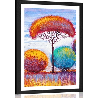 Plakát s paspartou podzimní les - 30x45 silver