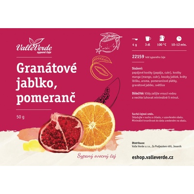 Valle Verde Granátové jablko Pomeranč sypaný čaj 50 g
