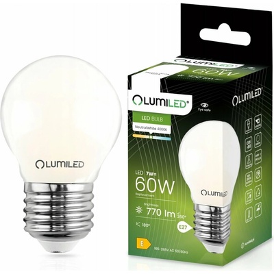 Lumiled LED žiarovka P45 E27 7W = 60W 770lm 4000K Neutrálne 360° vlákno Milk