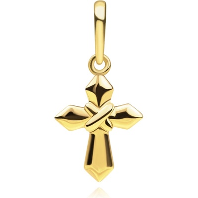 Šperky Eshop Přívěsek ze žlutého zlata křížek se zkosenými trojúhelníkovými rameny S5GG261.60